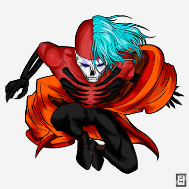 One full body character with line art and full render, action pose, flat background. 58$